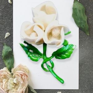 Vintage Mid Century Celluloid Floral Bouquet Brooch Pin
